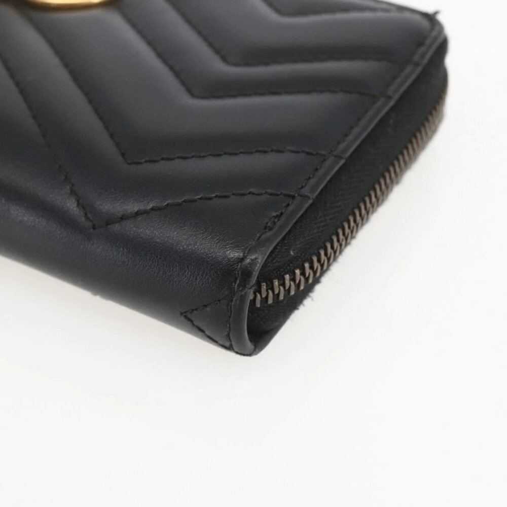 GUCCI GG Marmont Round Long Wallet Leather Black 443123 Auth am10264V - Picture 3 of 16